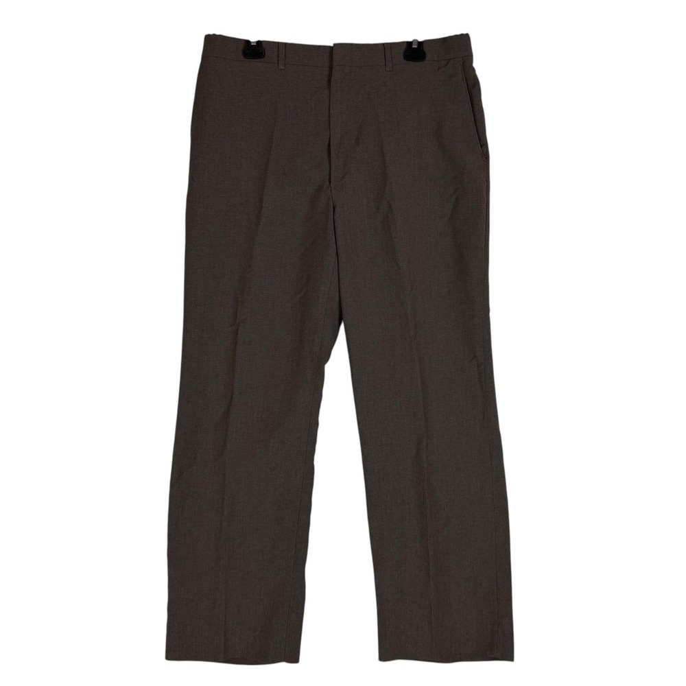 Haggar Magic Stretch Dress Pants Mens 34x31 Brown Classic Fit Wool Business